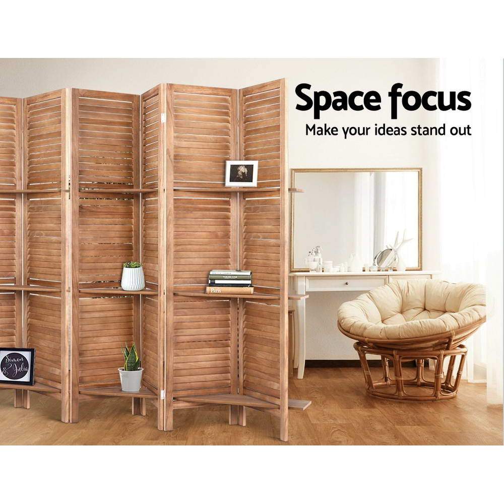 Artiss Room Divider Screen 8 Panel Privacy Dividers Shelf Wooden Timber Stand - Newstart Furniture