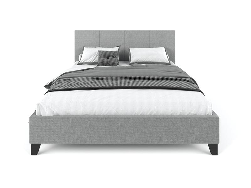 Pale Fabric Bed Frame - Grey Queen - Newstart Furniture
