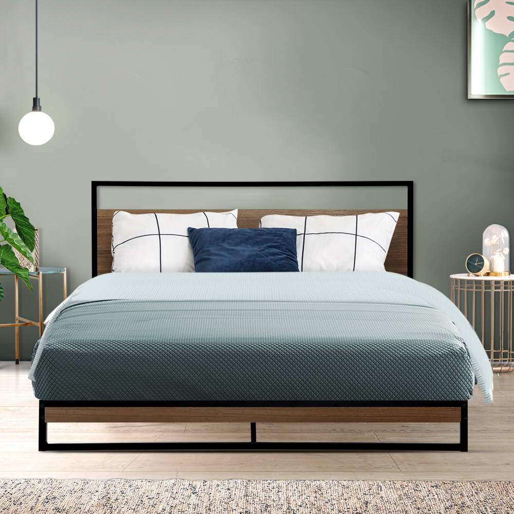 Artiss Metal Bed Frame Queen Size Mattress Base Platform Foundation Black Dane - Newstart Furniture