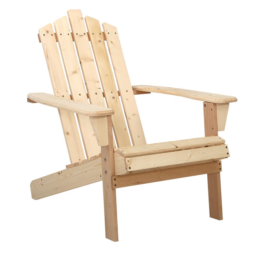 Gardeon Outdoor Sun Lounge Beach Chairs Table Setting Wooden Adirondack Patio Chair Light Wood Tone - Newstart Furniture