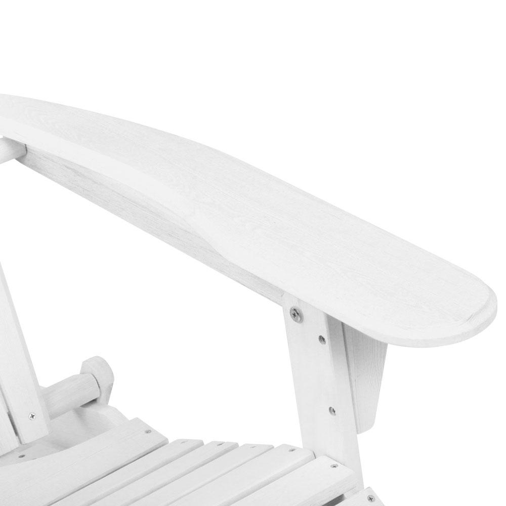 Gardeon Adirondack Beach Chair with Ottoman - White - Newstart Furniture