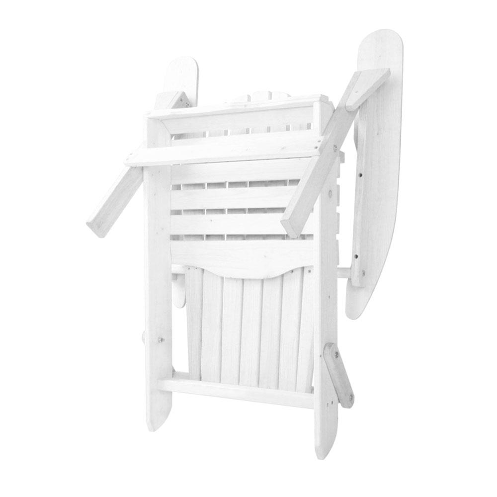 Gardeon 3 Piece Outdoor Adirondack Beach Chair and Table Set - White - Newstart Furniture