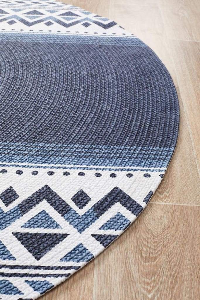 Lunar 422 Printed Navy Floor Rug - Newstart Furniture