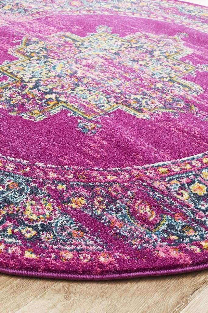 Babylon 211 Fuchsia Round Floor Rug - Newstart Furniture