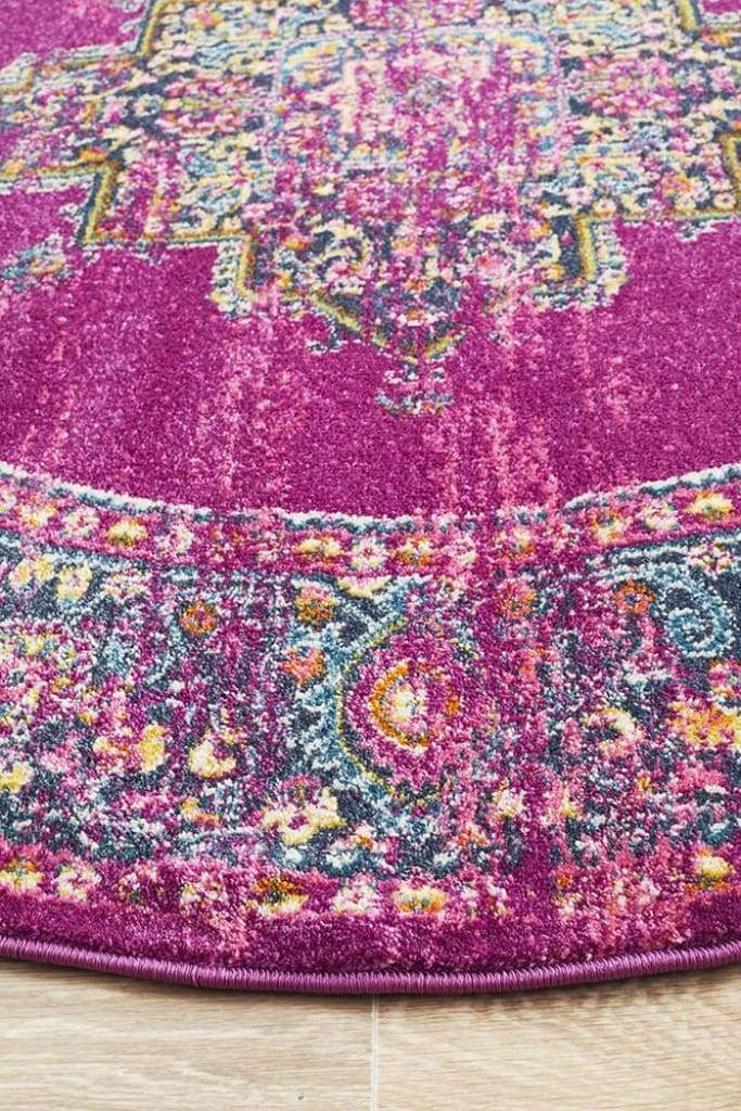 Babylon 211 Fuchsia Round Floor Rug - Newstart Furniture