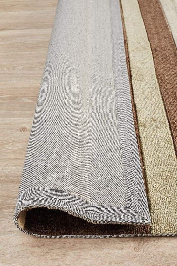 City Stylish Stripe Floor Rug Brown Beige - Newstart Furniture