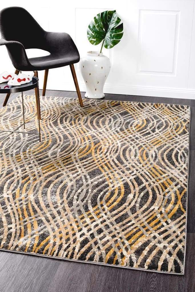 Dreamscape Flurry Modern Charcoal Floor Rug - Newstart Furniture