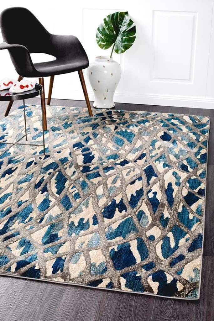 Dreamscape Ropes Modern Blue Floor Rug - Newstart Furniture