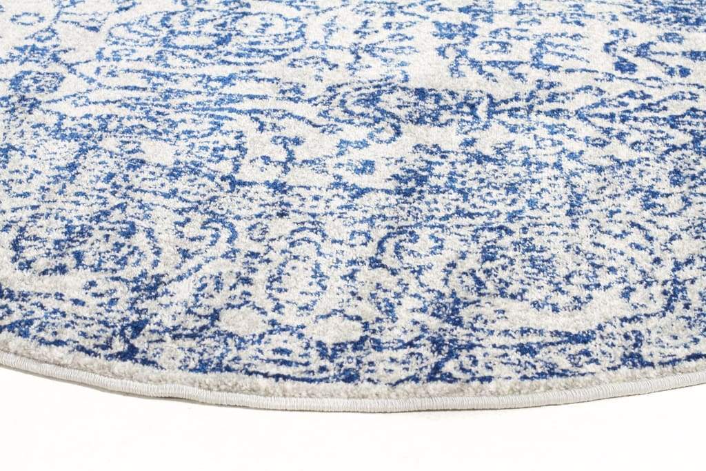 Evoke Frost Blue Transitional Round Rug - Newstart Furniture