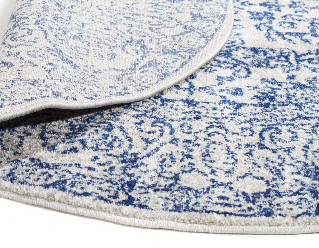 Evoke Frost Blue Transitional Round Rug - Newstart Furniture