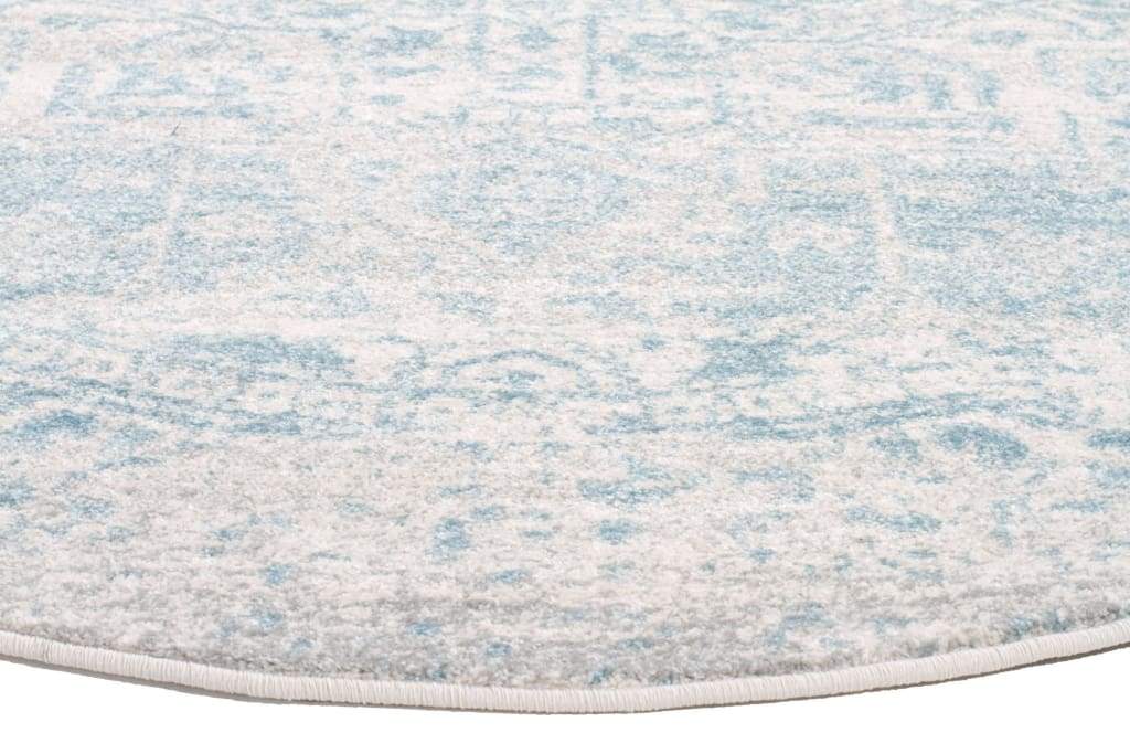 Evoke Glacier White Blue Transitional Round Rug - Newstart Furniture