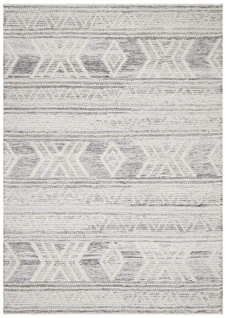 Hudson 806 Woven Tribal Floor Rug Silver Grey - Newstart Furniture