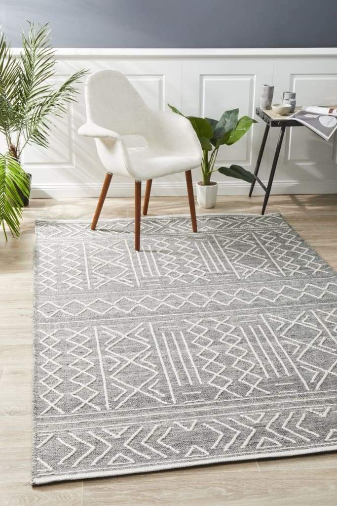 Arya Stitch Woven Floor Rug Silver Grey - Newstart Furniture