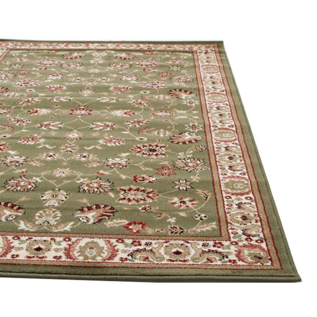 Istanbul Collection Traditional Floral Pattern Green Floor Rug - Newstart Furniture