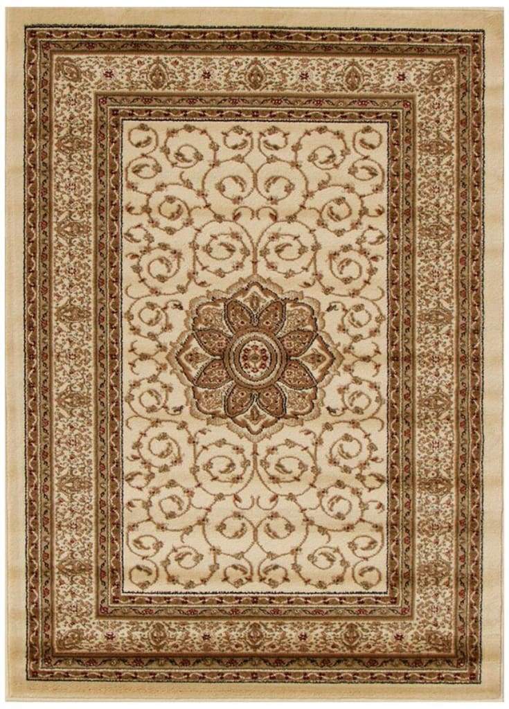 Istanbul Collection Medallion Classic Pattern Ivory Floor Rug - Newstart Furniture