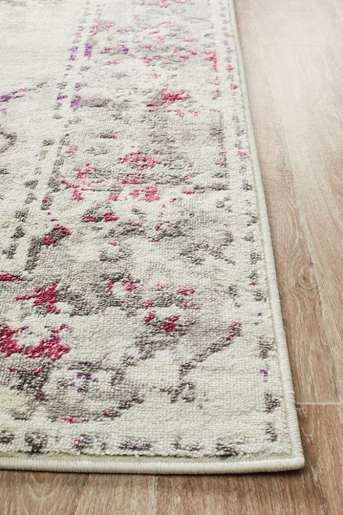 Alexa Transitional Floor Rug White Pink Grey - Newstart Furniture