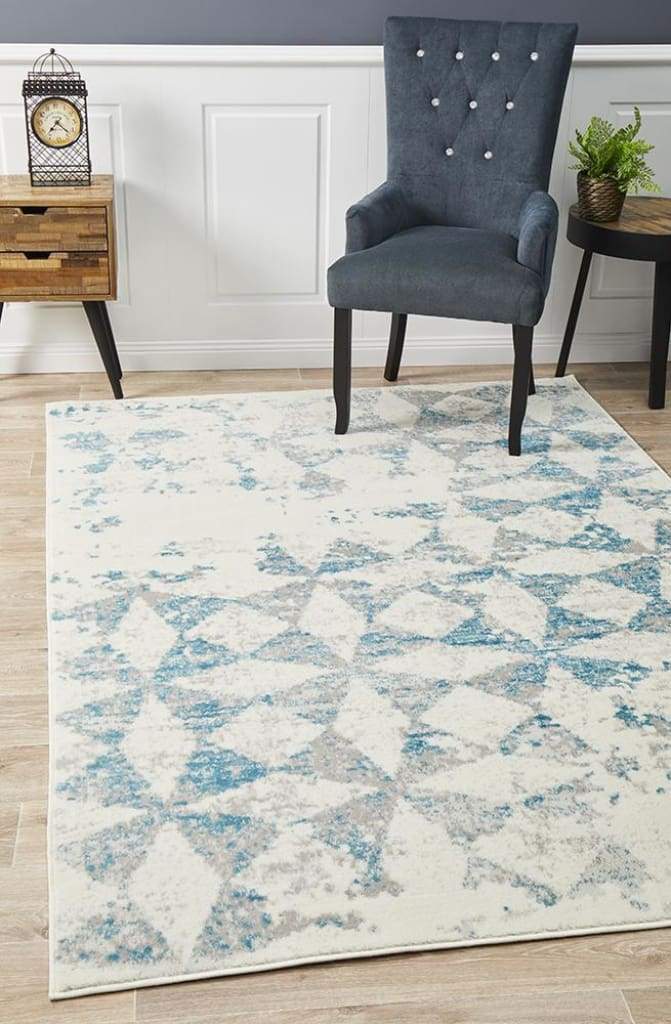 Vanessa Modern Floor Rug Blue Grey White - Newstart Furniture