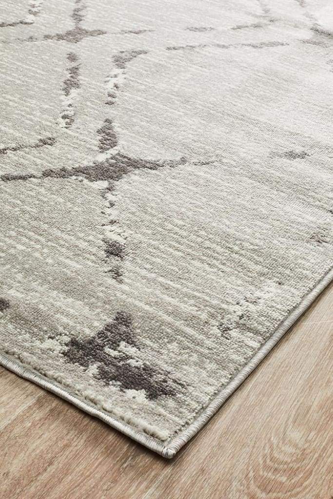 Kendall Contemporary Diamond Floor Rug Silver Grey - Newstart Furniture