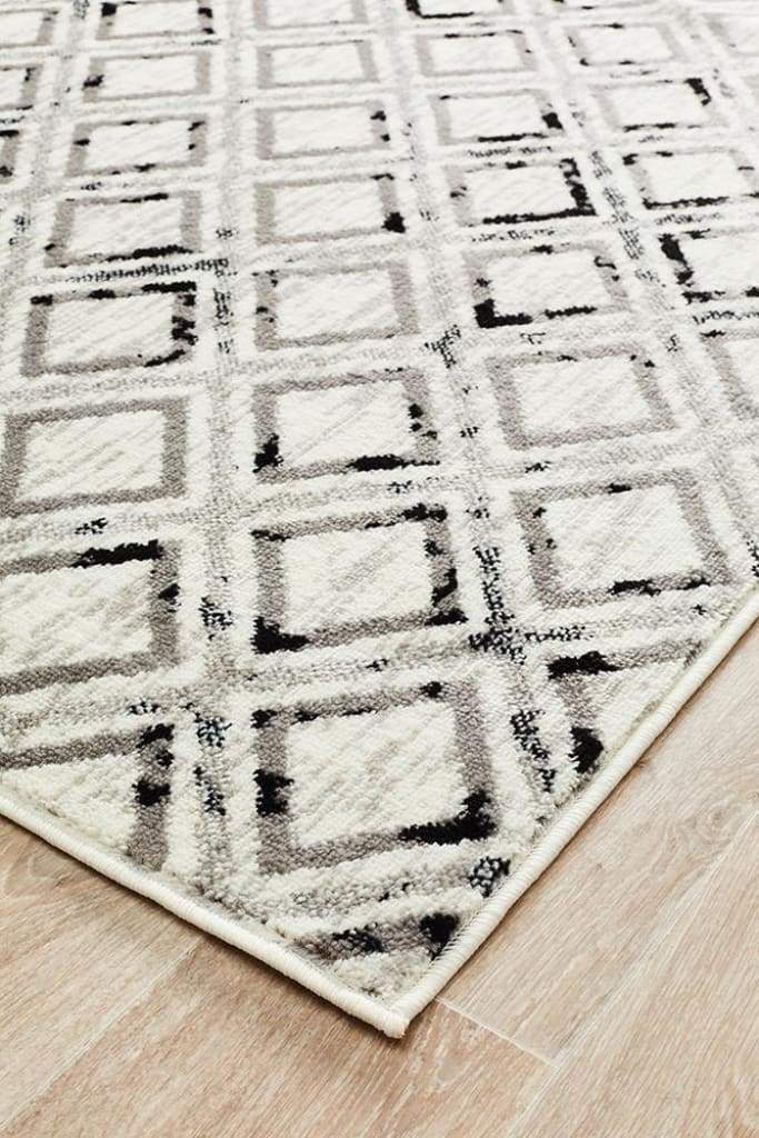 Jordyn Modern Floor Rug White Black Grey - Newstart Furniture