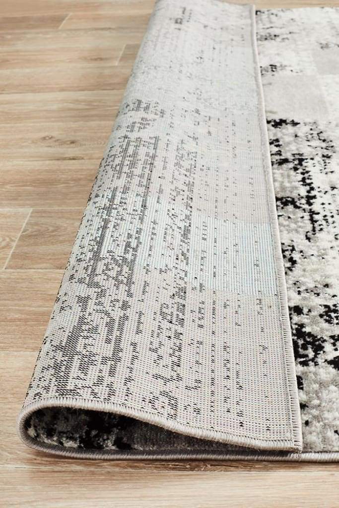 Alicia Modern Distressed Floor Rug Grey Black Silver - Newstart Furniture