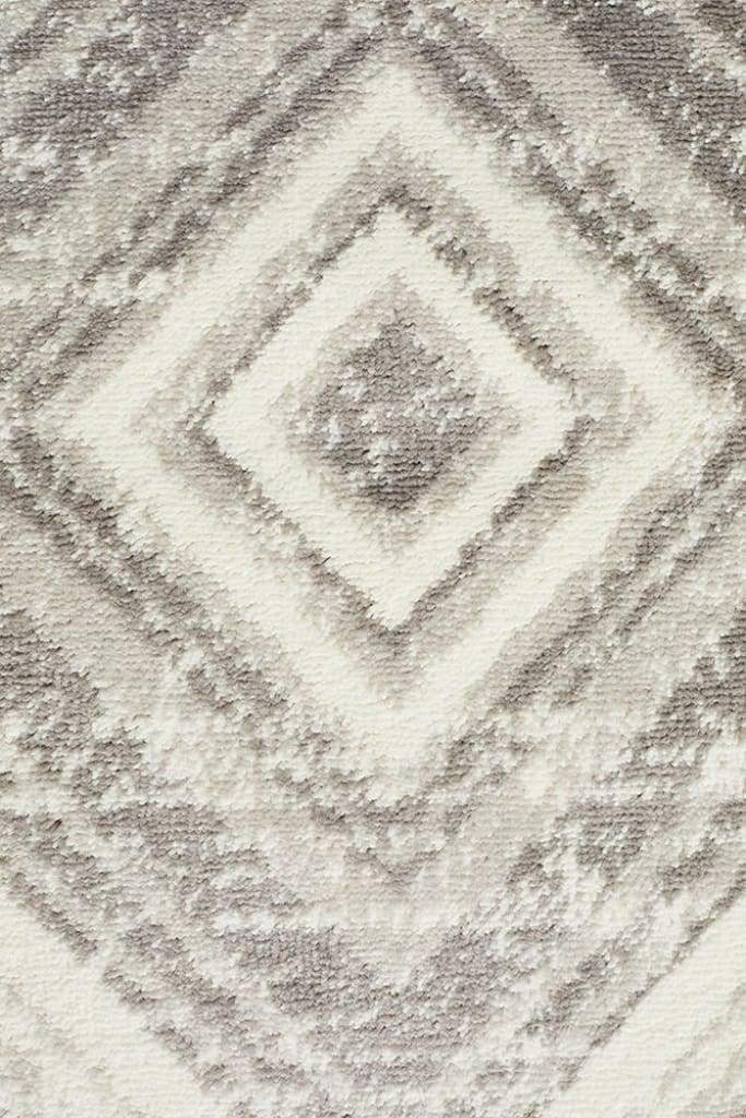 Sabrina Geo Diamonds Floor Rug Silver Grey - Newstart Furniture