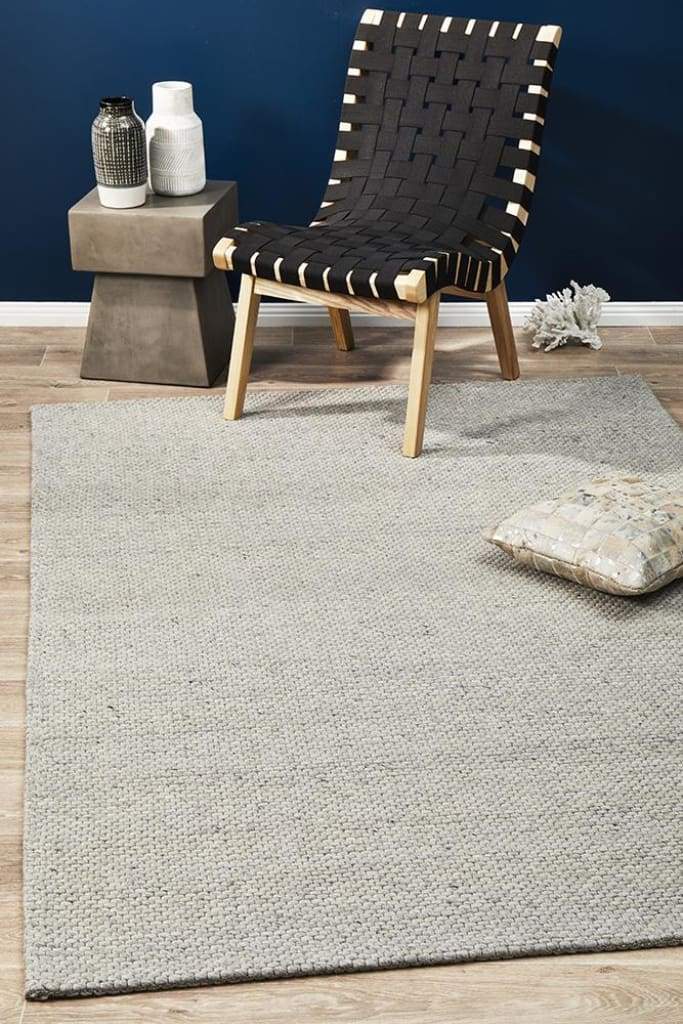 Studio Oskar Felted Wool Striped Floor Rug Grey - Newstart Furniture