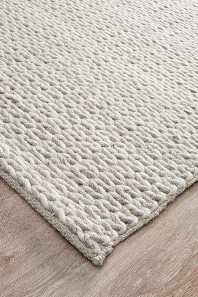 Studio Helena Woven Wool Floor Rug Grey White - Newstart Furniture