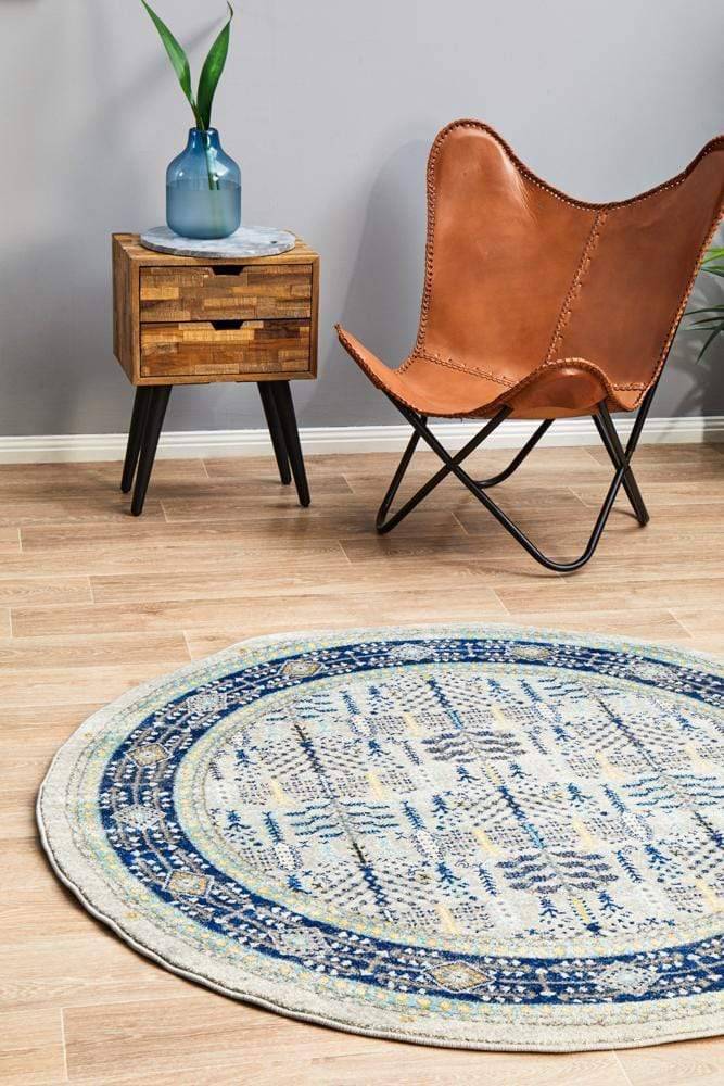 Century 988 Blue Round Rug - Newstart Furniture