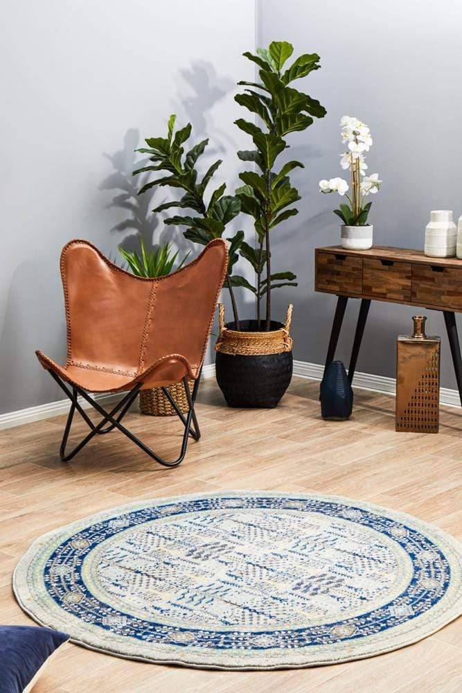 Century 988 Blue Round Rug - Newstart Furniture