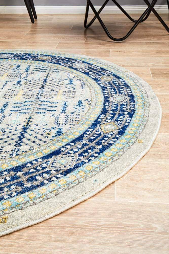 Century 988 Blue Round Rug - Newstart Furniture