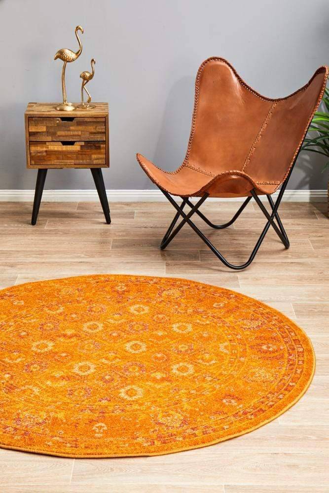 Radiance 444 Burnt Orange Round Rug - Newstart Furniture
