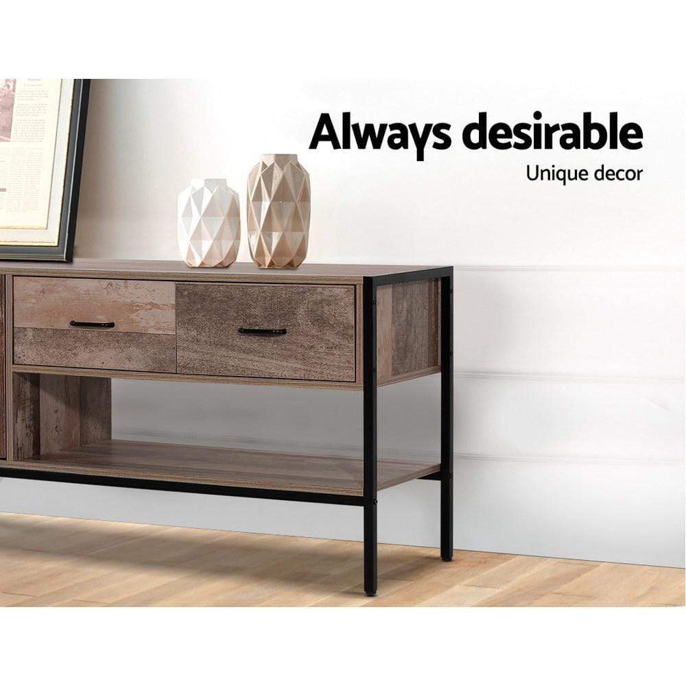 Industrial TV Stand Storage Cabinet Rustic Wooden 120cm - Newstart Furniture