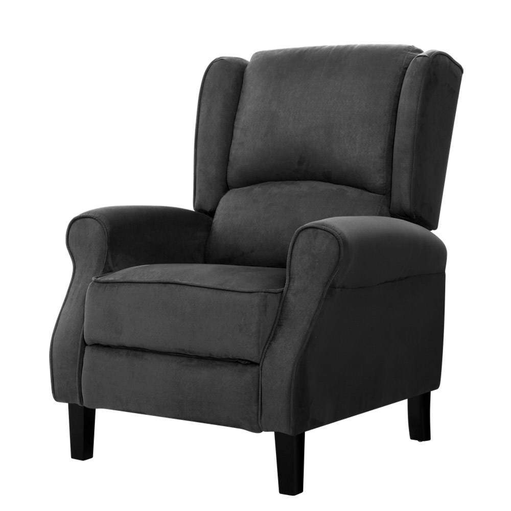 Artiss Armchair Recliner Chair Suede Charcoal - Newstart Furniture