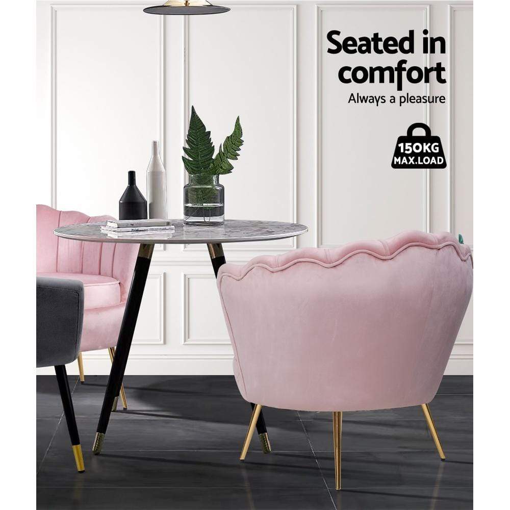 Artiss Retro Accent Lounge Armchair Velvet Pink - Newstart Furniture