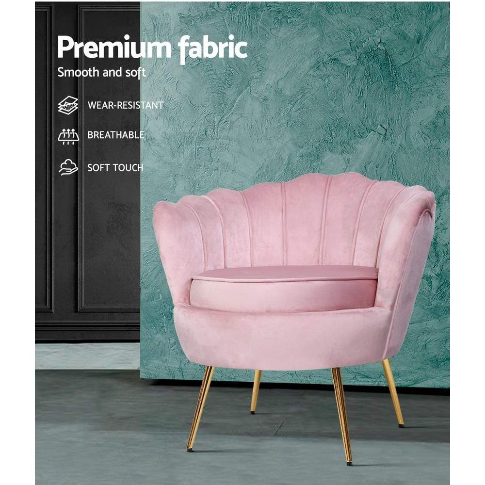 Artiss Retro Accent Lounge Armchair Velvet Pink - Newstart Furniture