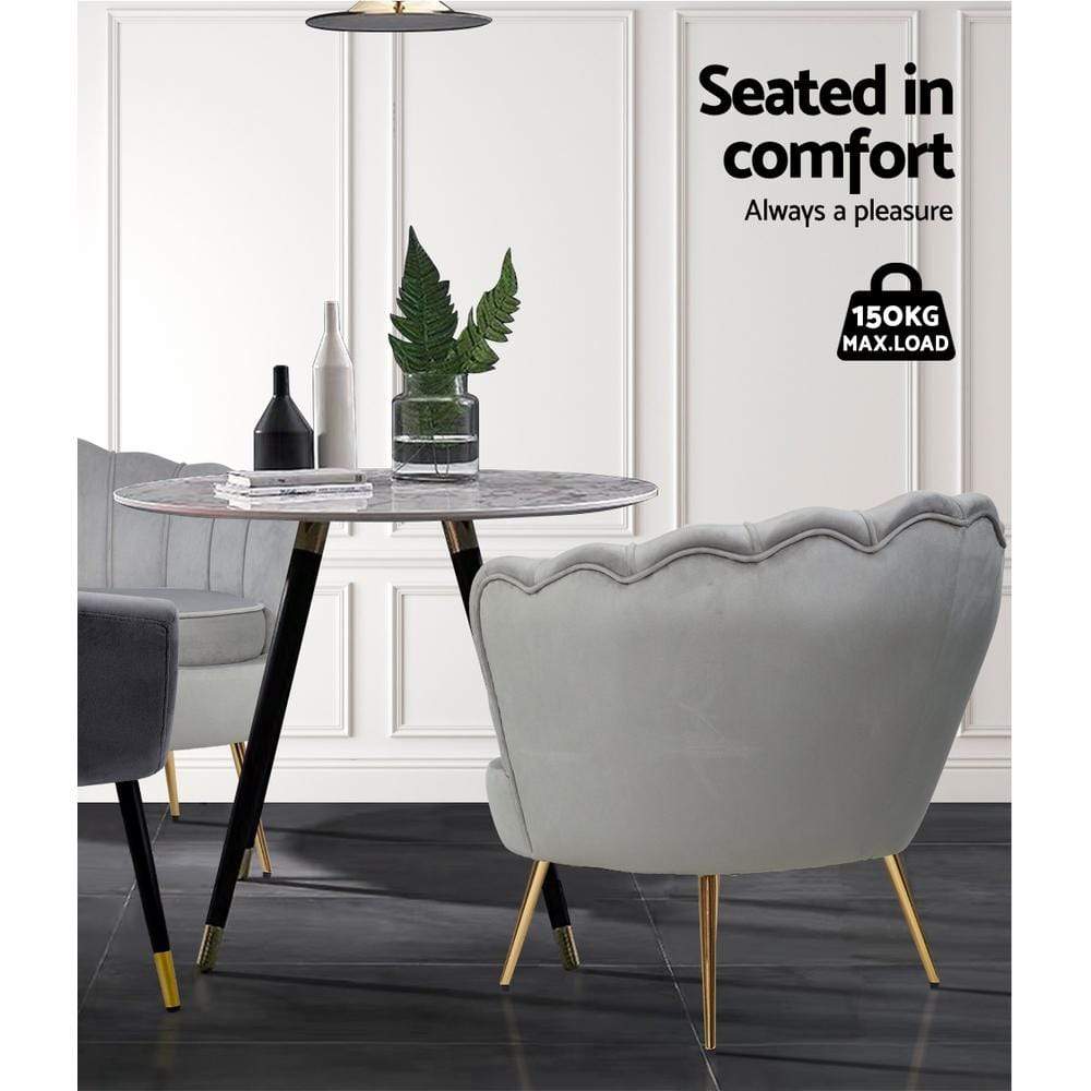 Artiss Retro Accent Lounge Armchair Velvet Grey - Newstart Furniture