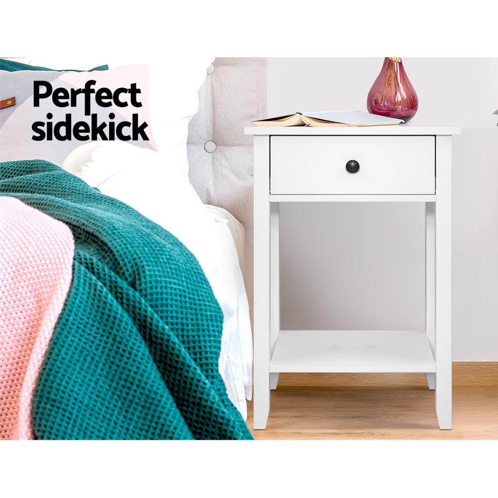 Classic Bedside Table with Drawer White - Newstart Furniture