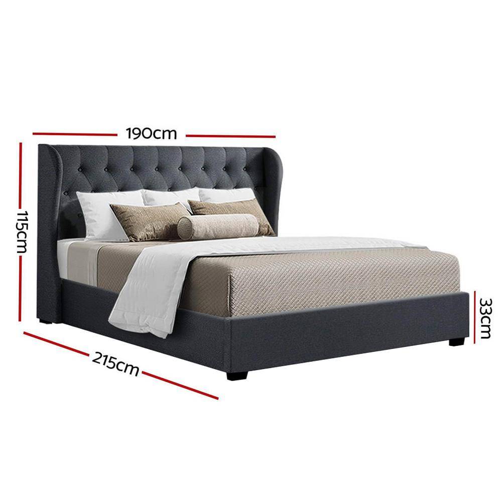 Artiss Issa Charcoal Bed Frame - Fabric Detail