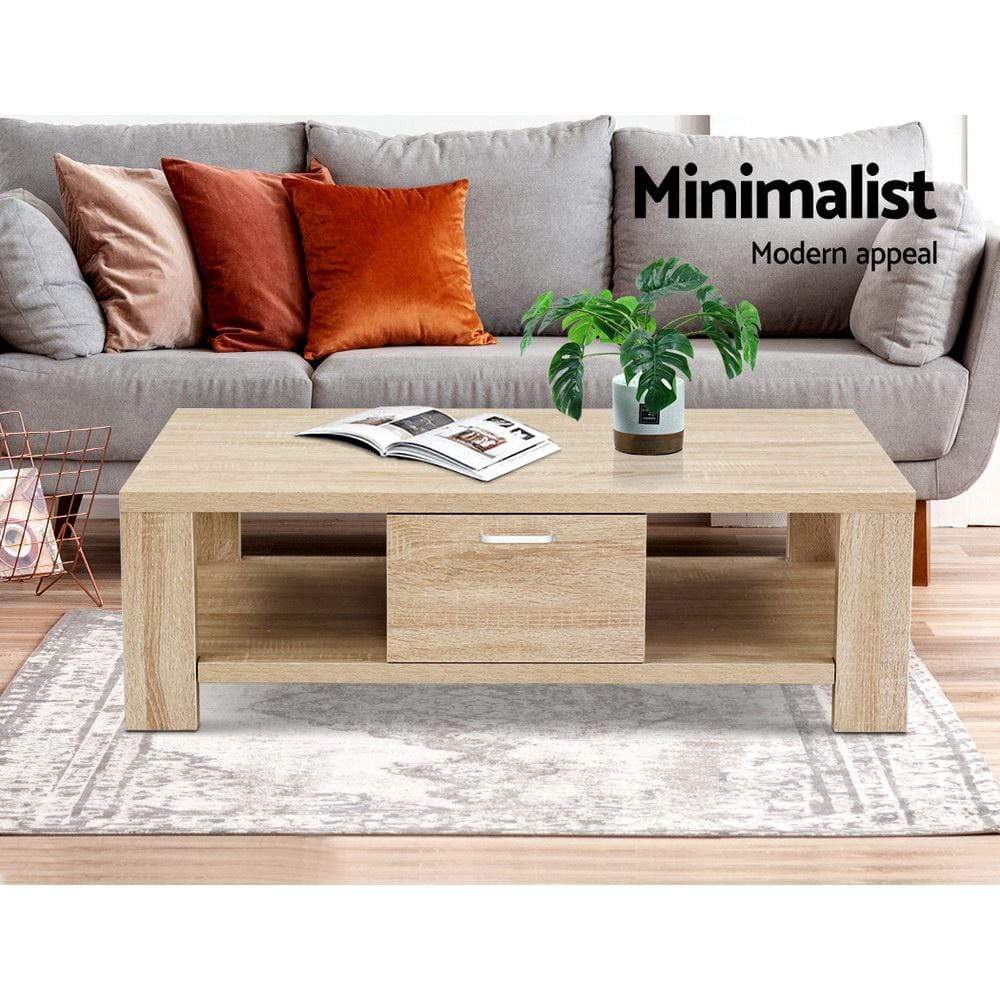 Living Room Setting with Maxi Wooden Coffee Table