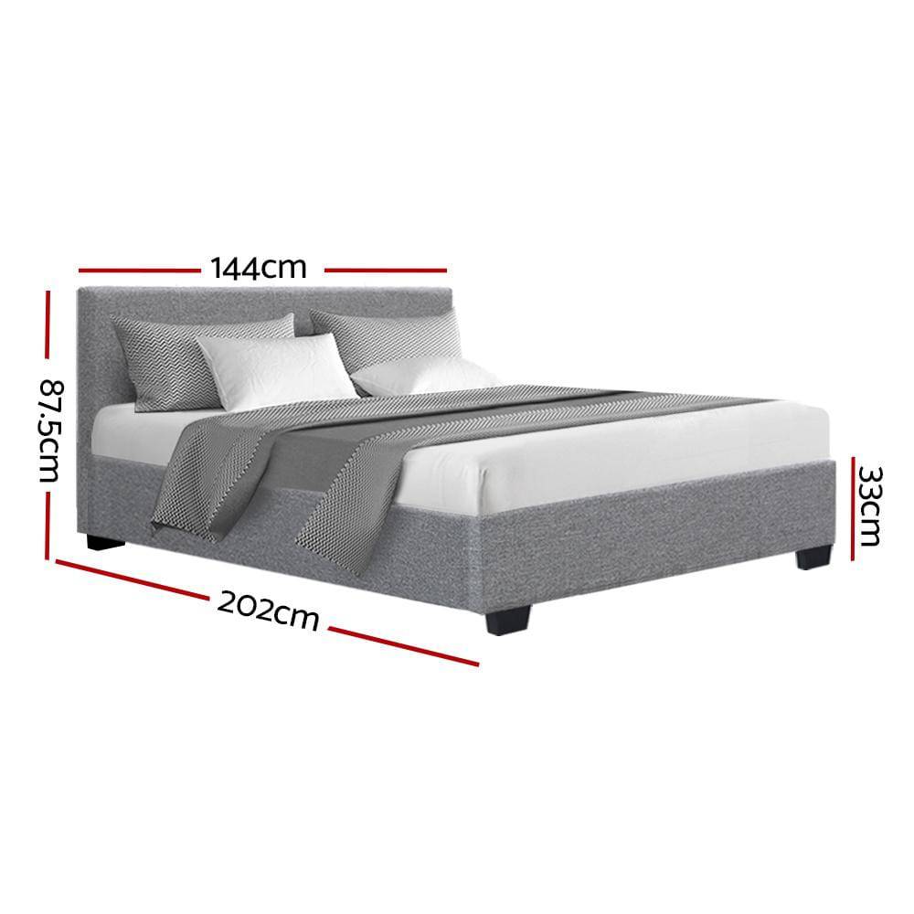 Artiss Nino Bed Frame Fabric - Grey Double - Newstart Furniture