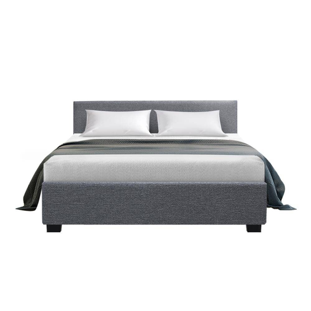 Artiss Nino Bed Frame Fabric - Grey Double - Newstart Furniture