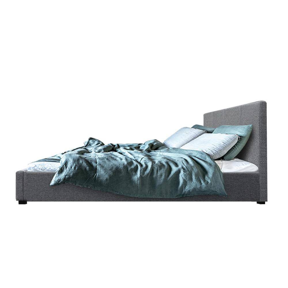 Artiss Nino Bed Frame Fabric - Grey Double - Newstart Furniture