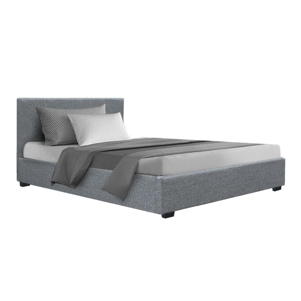 Artiss Nino Bed Frame Fabric - Grey King Single - Newstart Furniture