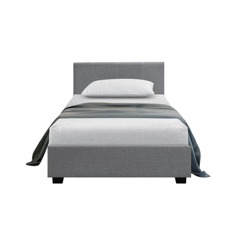 Artiss Nino Bed Frame Fabric - Grey King Single - Newstart Furniture