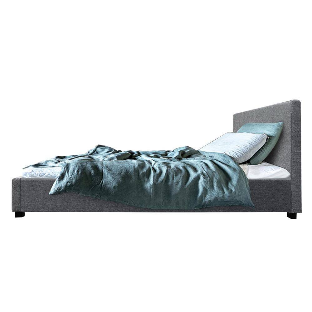 Artiss Nino Bed Frame Fabric - Grey King Single - Newstart Furniture