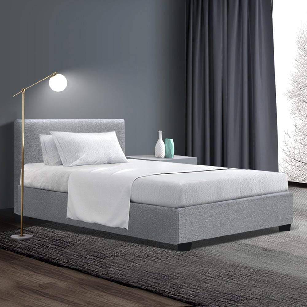 Artiss Nino Bed Frame Fabric - Grey King Single - Newstart Furniture