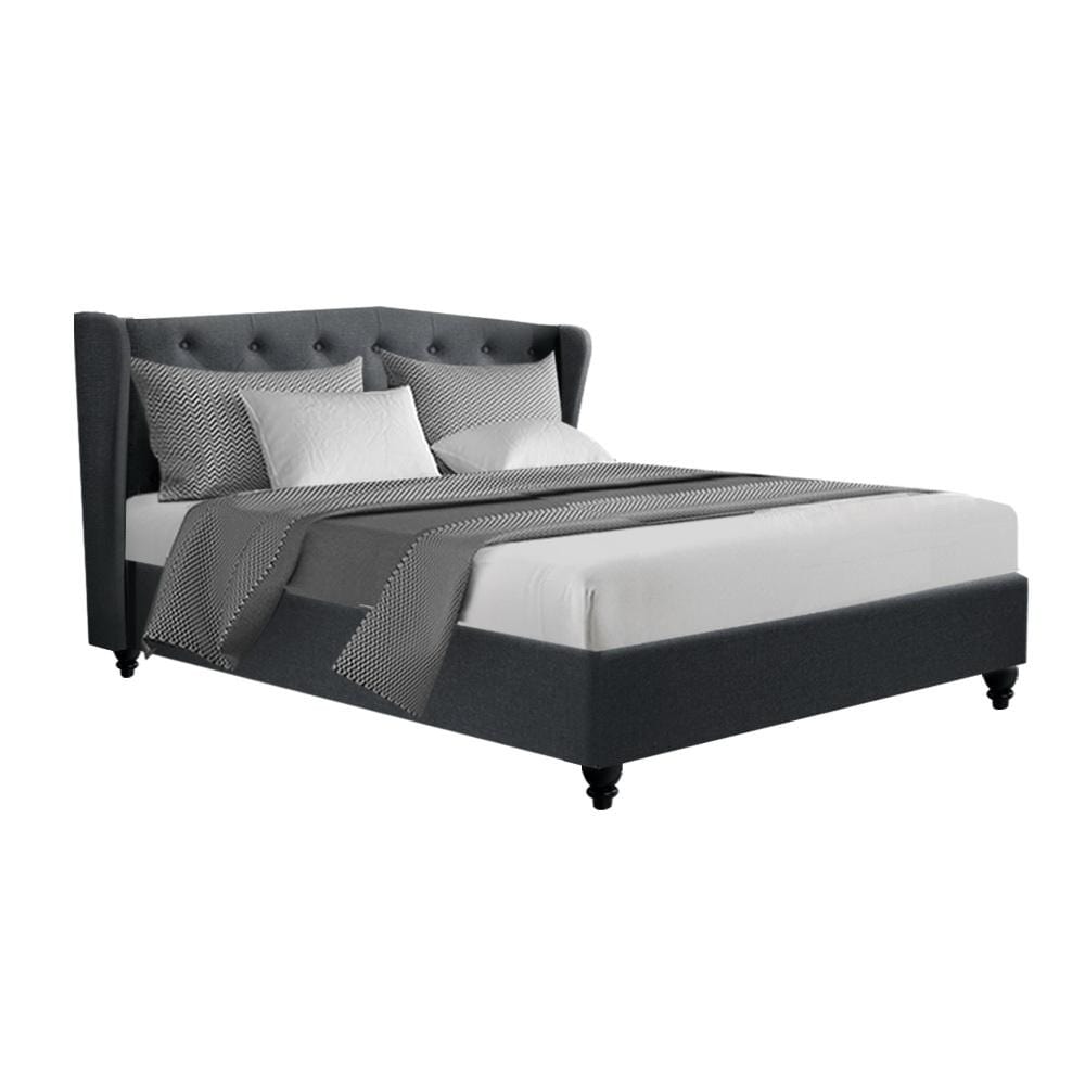 Artiss Pier Bed Frame Fabric - Charcoal Queen - Newstart Furniture