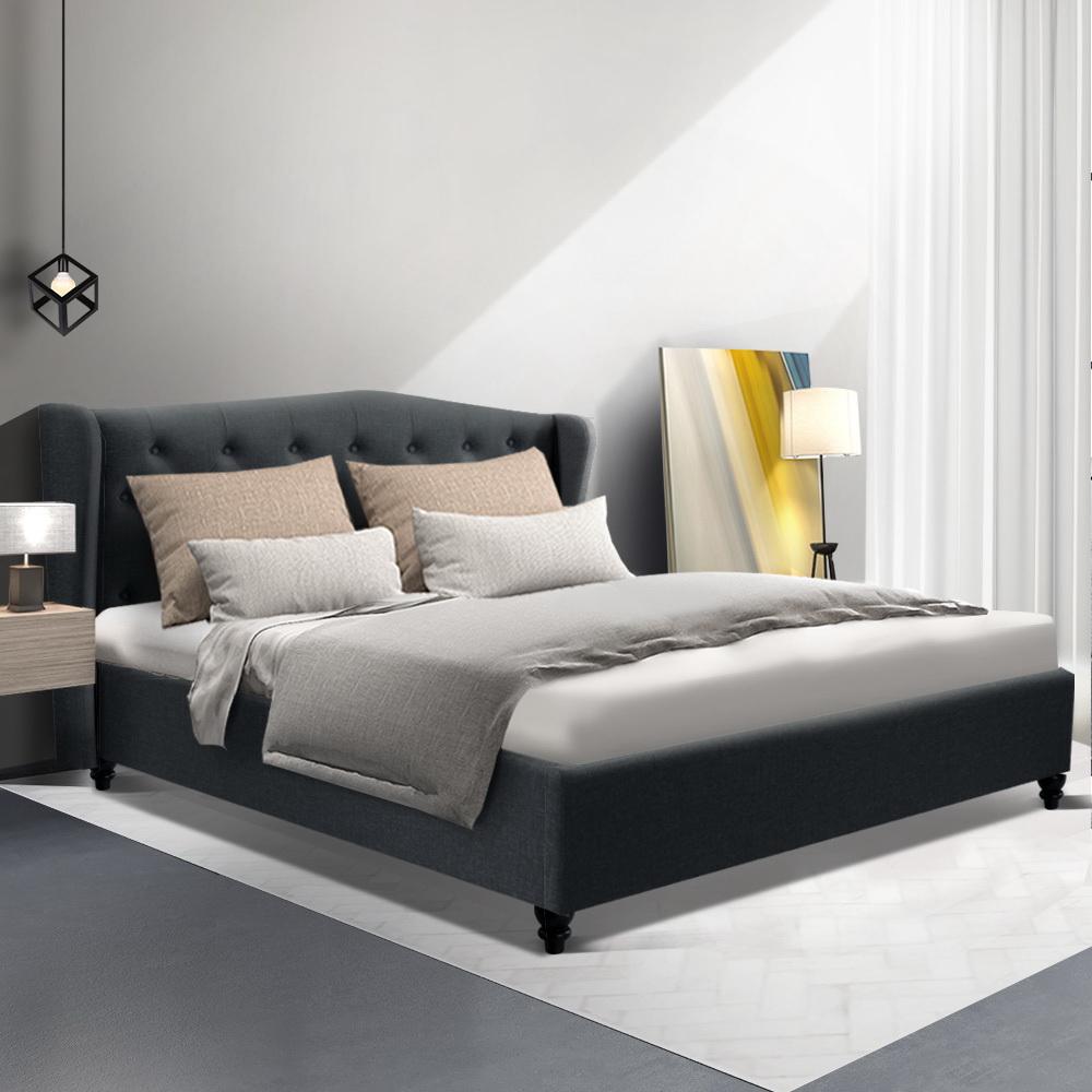 Artiss Pier Bed Frame Fabric - Charcoal Queen - Newstart Furniture