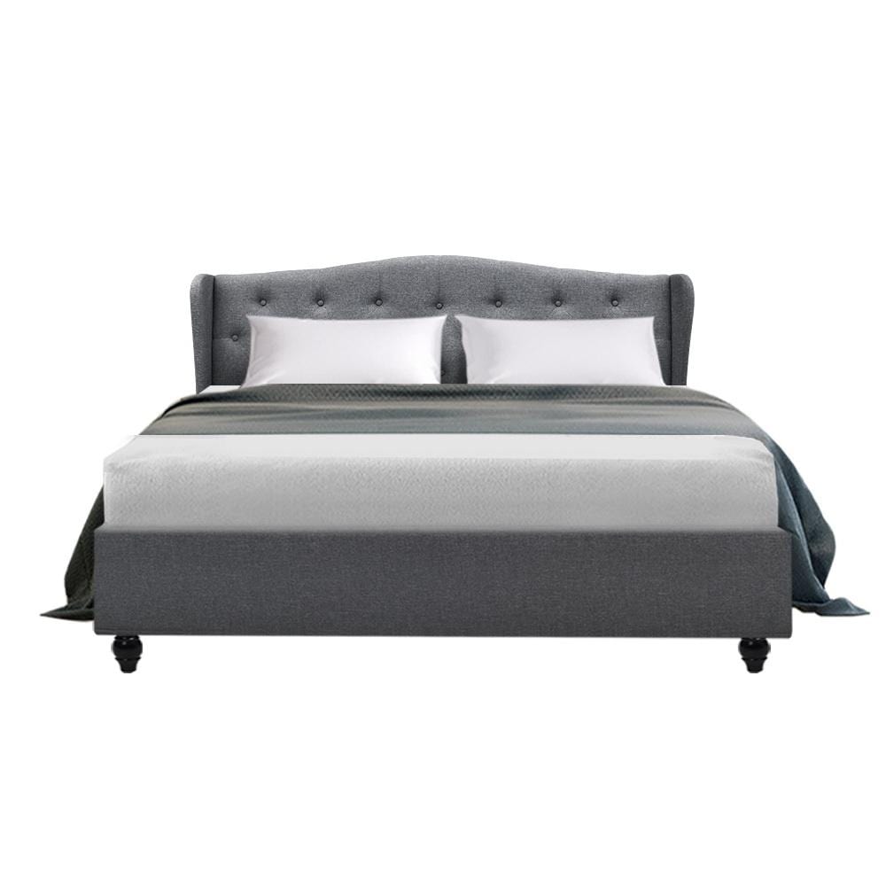 Artiss Pier Bed Frame Fabric - Grey Queen - Newstart Furniture