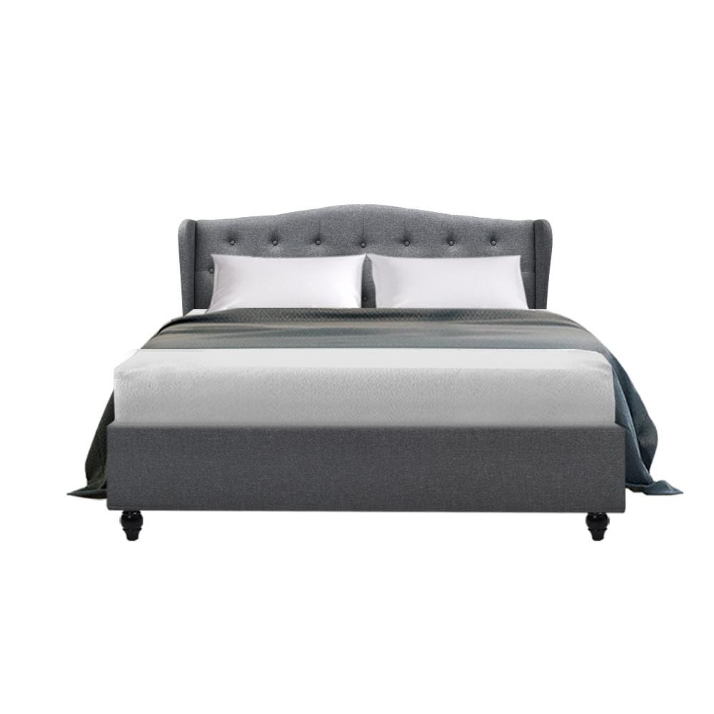 Artiss Pier Bed Frame Fabric - Grey Double - Newstart Furniture